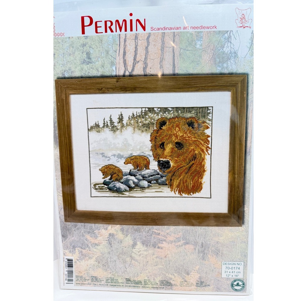 Permin The Brown Bear Cross Stitch Kit 70-0174 Wildlife New Sealed